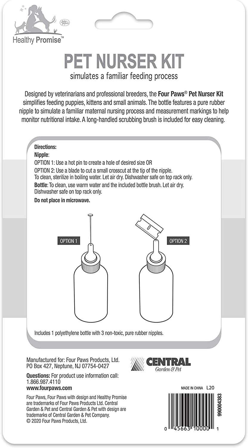 Four Paws Pet Nurser Kit, Two 2 oz. bottles (On blister card) One Size